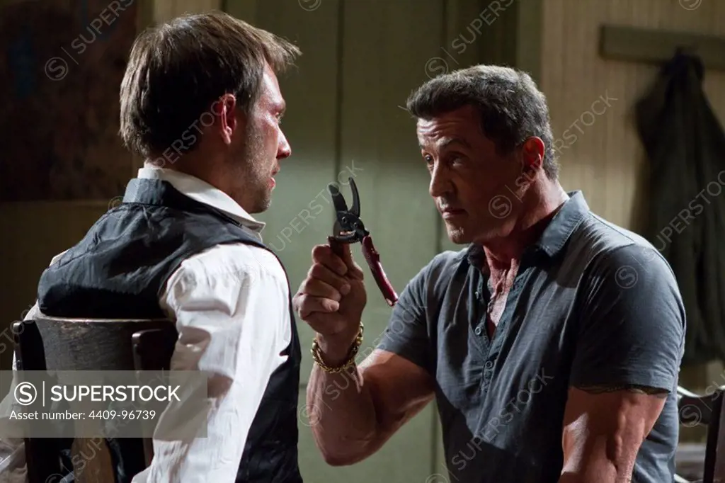 SYLVESTER STALLONE and CHRISTIAN SLATER in BULLET TO THE HEAD (2012), directed by WALTER HILL.