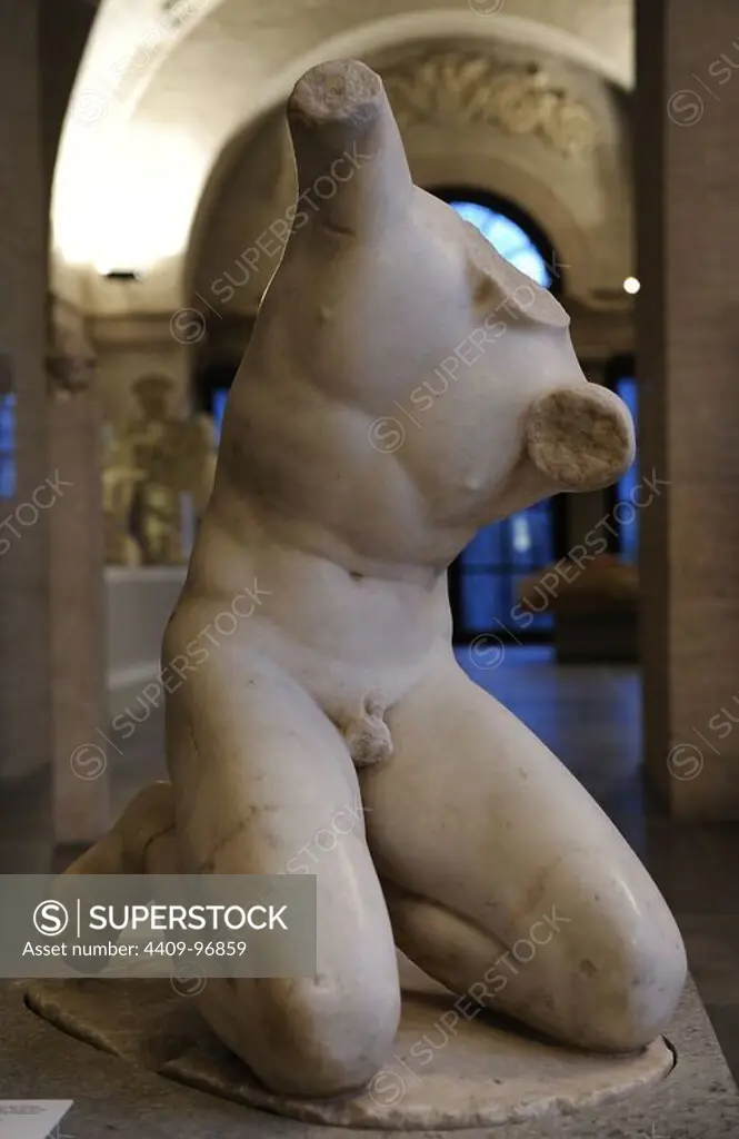 Niobid. Ilioneus, son of Niobe. Roman statue, copy of an original of 4th century BC. Glyptothek. Munich. Germany.