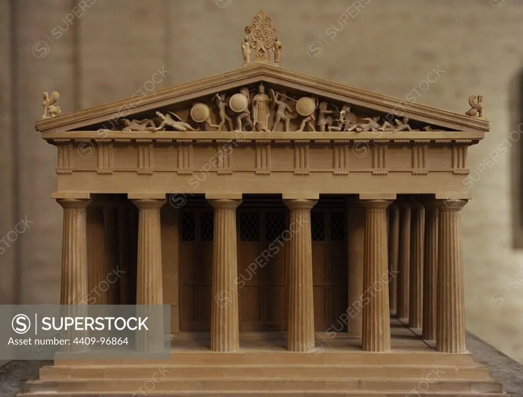 Model of the Temple of Aphaia. 6th-5th centuries BC. Aegina Island, Greece. Wood. Glyptothek Museum. Munich. Germany.