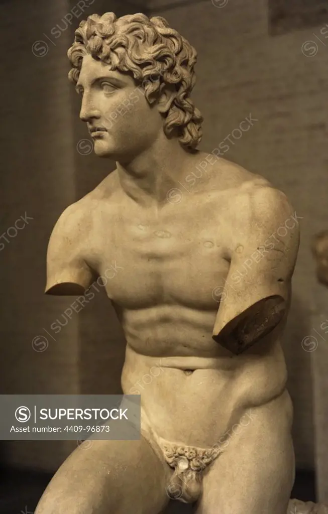 Alexander the Great (356-323 BC). King of Macedon. Alexander Rondanini. Copy of an original by Euphranor. 338 BC. Glyptothek Museum. Munich. Germany.