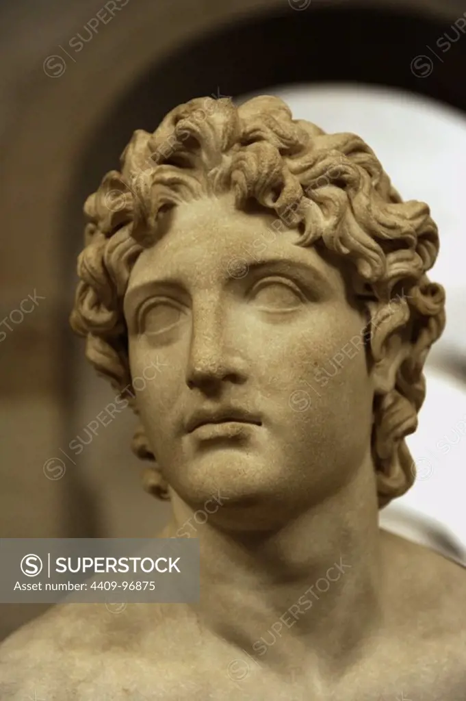 Alexander the Great (356-323 BC). King of Macedon. Alexander Rondanini. Copy of an original by Euphranor. 338 BC. Glyptothek Museum. Munich. Germany.