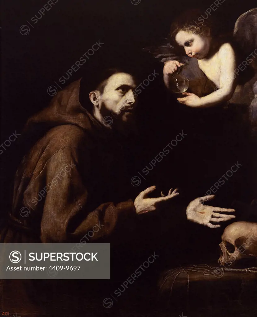 'Saint Francis of Assisi's Vision', 1636-1638, Oil on canvas, 120 cm x 98 cm, P01107. Author: JUSEPE DE RIBERA. Location: MUSEO DEL PRADO-PINTURA. MADRID. SPAIN.