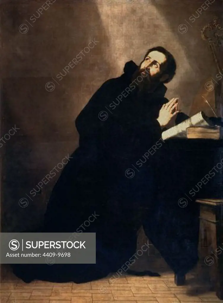 St. Agustine praying. San Agustin en oracion. Madrid, Prado museum. Author: DE RIBERA, JUSEPE (LO SPAGNOLETTO). Location: MUSEO DEL PRADO-PINTURA, MADRID, SPAIN.