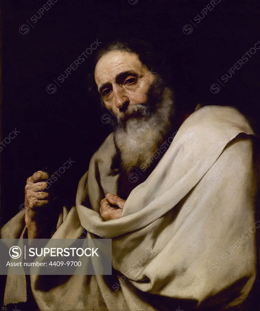 'Saint Bartholomew', 1630, Oil on canvas, 77 cm x 64 cm, P01099. Author: JUSEPE DE RIBERA. Location: MUSEO DEL PRADO-PINTURA. MADRID. SPAIN. SAN BARTOLOME APOSTOL / NATAEL / NATANAEL.