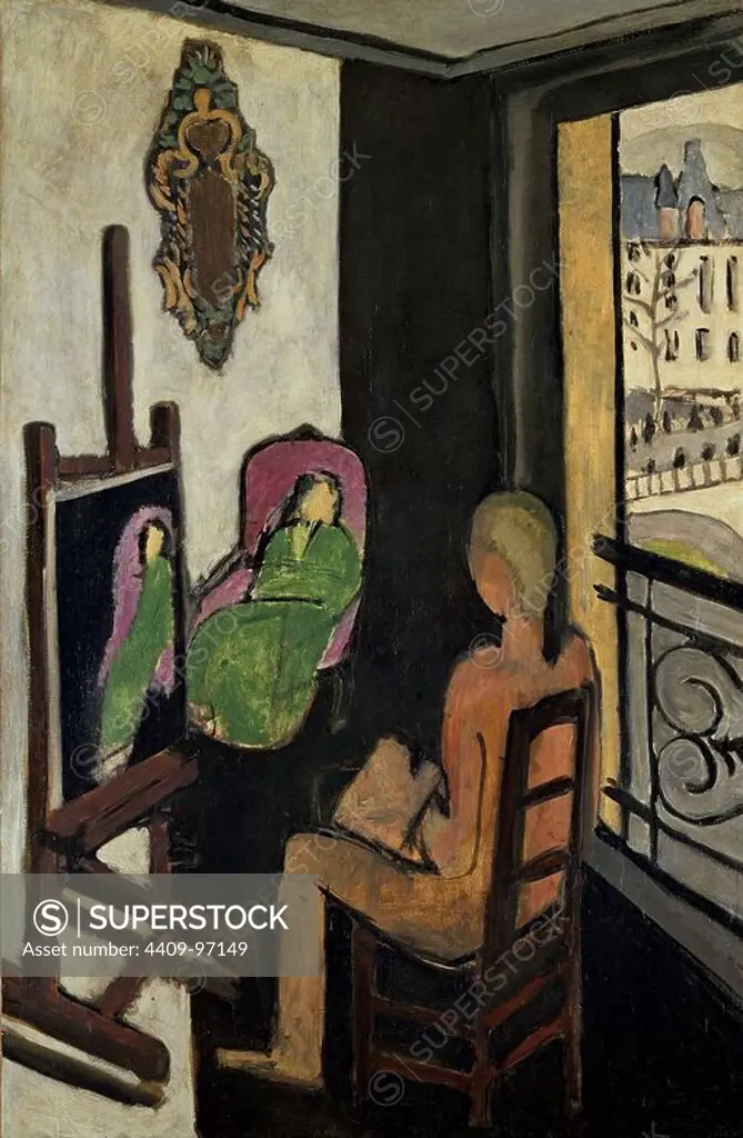 The Painter and his model - 1917 - 146,5x97 cm - oil on canvas. Author: HENRI MATISSE. Location: CENTRO GEORGES POMPIDOU. France.