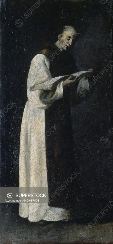 MONJE DE LA ORDEN JERONIMA - PINTURA PROCEDENTE DEL RETABLO DE LA CAPILLA DE SAN JERONIMO - 1645 - BARROCO ESPAÑOL. Author: ZURBARAN TALLER. Location: MONASTERIO-PINTURA. GUADALUPE. CACERES. SPAIN.