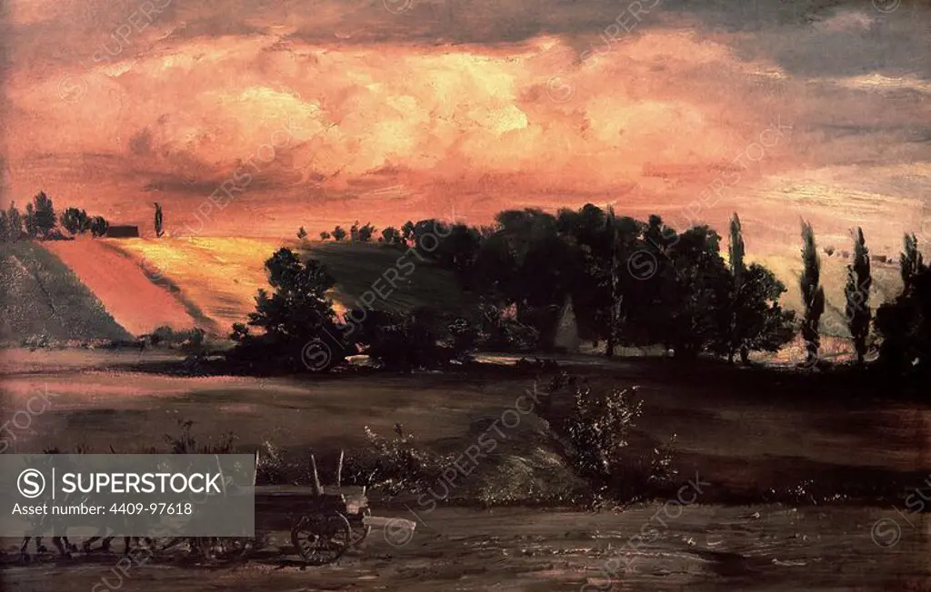 'Storm over Tempelhofer Berg', 1846, Oil on paper, 31 x 47 cm. Author: ADOLPH VON MENZEL. Location: LOUVRE MUSEUM-PAINTINGS. France.