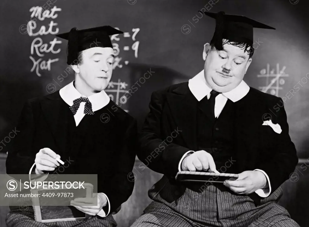 OLIVER HARDY and STAN LAUREL in A CHUMP AT OXFORD (1940), directed by ALF GOULDING.