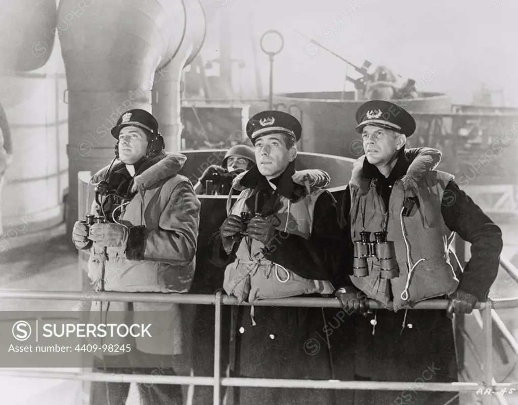 HUMPHREY BOGART and RAYMOND MASSEY in ACTION IN THE NORTH ATLANTIC (1943), directed by LLOYD BACON.