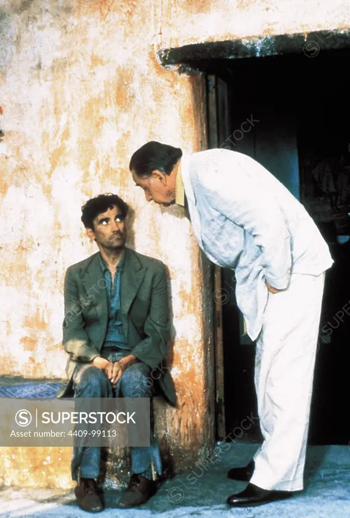 PHILIPPE NOIRET and MASSIMO TROISI in THE POSTMAN (1994) -Original title: IL POSTINO-, directed by MICHAEL RADFORD.