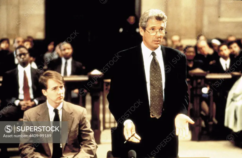RICHARD GERE and EDWARD NORTON in PRIMAL FEAR (1996), directed by GREGORY HOBLIT.
