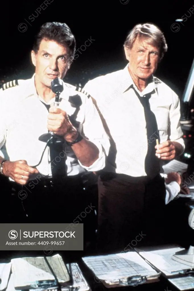 BRIDGES LLOYD and ROBERT STACK in AIRPLANE! (1980), directed by JIM ABRAHAMS and DAVID ZUCKER.