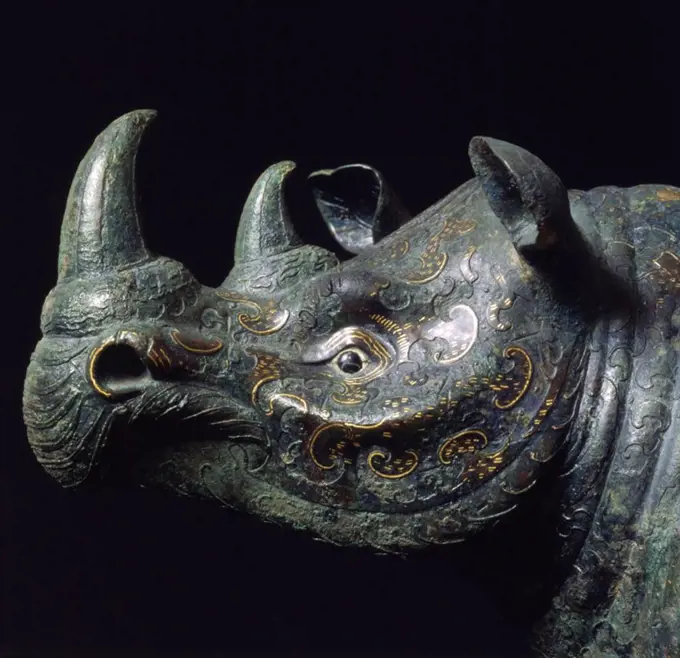 Rhinoceros wine (detail) vessel dating to the Han Dynasty (206 BC  AD 9).