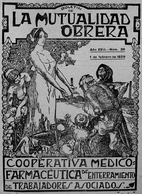 PHARMACEUTICAL MEDICAL COOPERATIVE OF BURIAL OF ASSOCIATED WORKERS, FEBRUARY 1st, 1926. Location: FUNDACION PABLO IGLESIAS. MADRID. SPAIN.