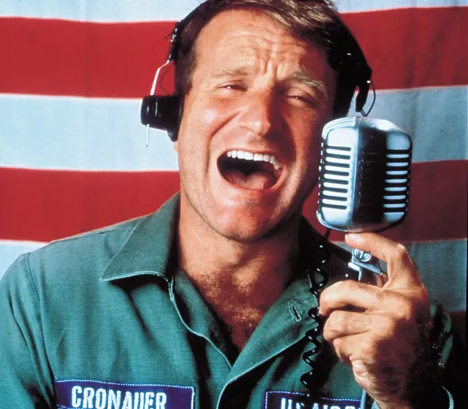 ROBIN WILLIAMS in GOOD MORNING VIETNAM (1987), directed by BARRY LEVINSON.