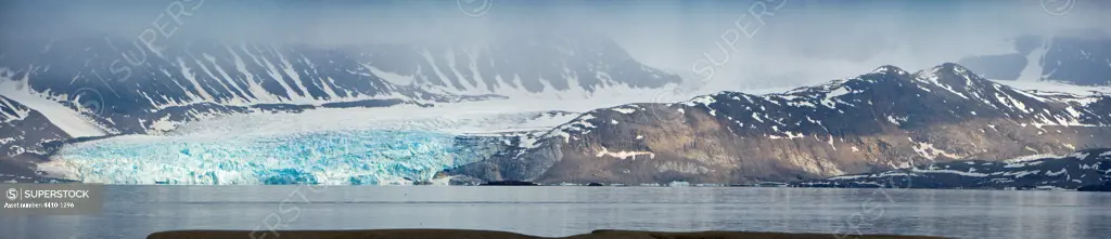 Glacier in Kongsfjorden by Ny-Alesund, Spitsbergen, Svalbard Islands, Norway