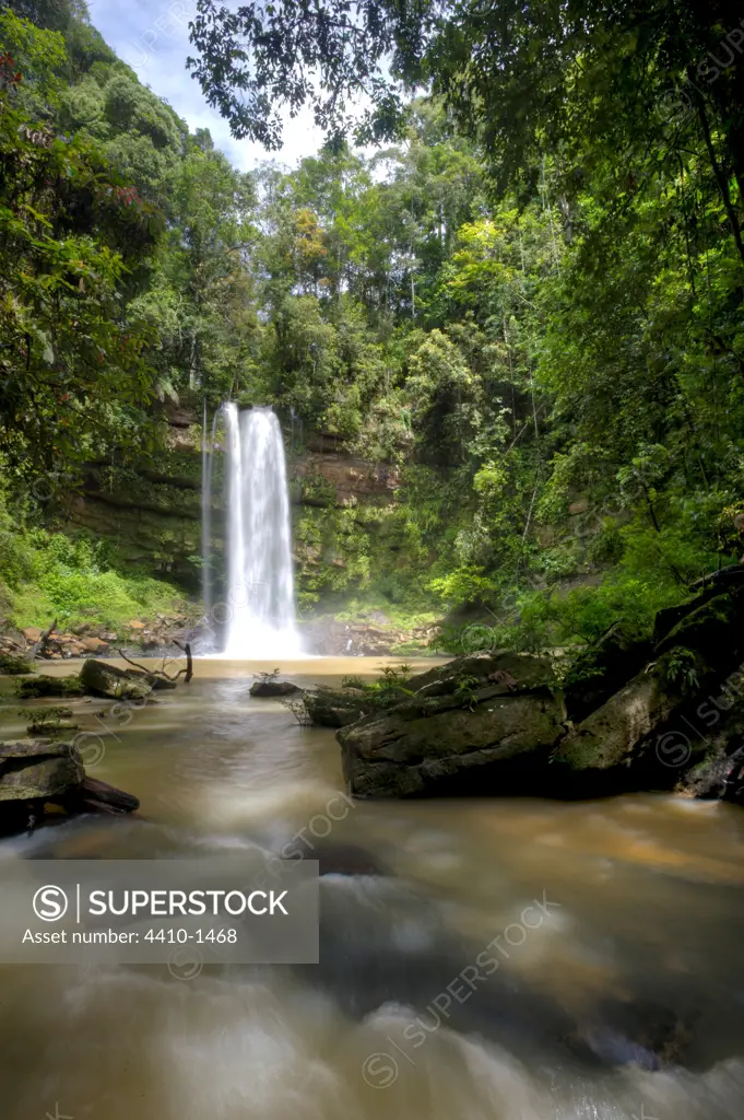 Ginseng Falls on a tributary of the Maliau River, Maliau Basin Conservation Area, Sabah State, Island of Borneo, Malaysia