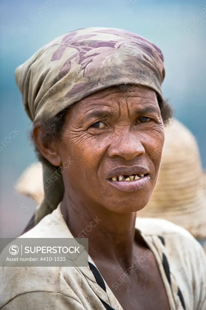 Elderly Malagasy woman of Betsileo Tribe near Ambositra, Central Highlands, Madagascar