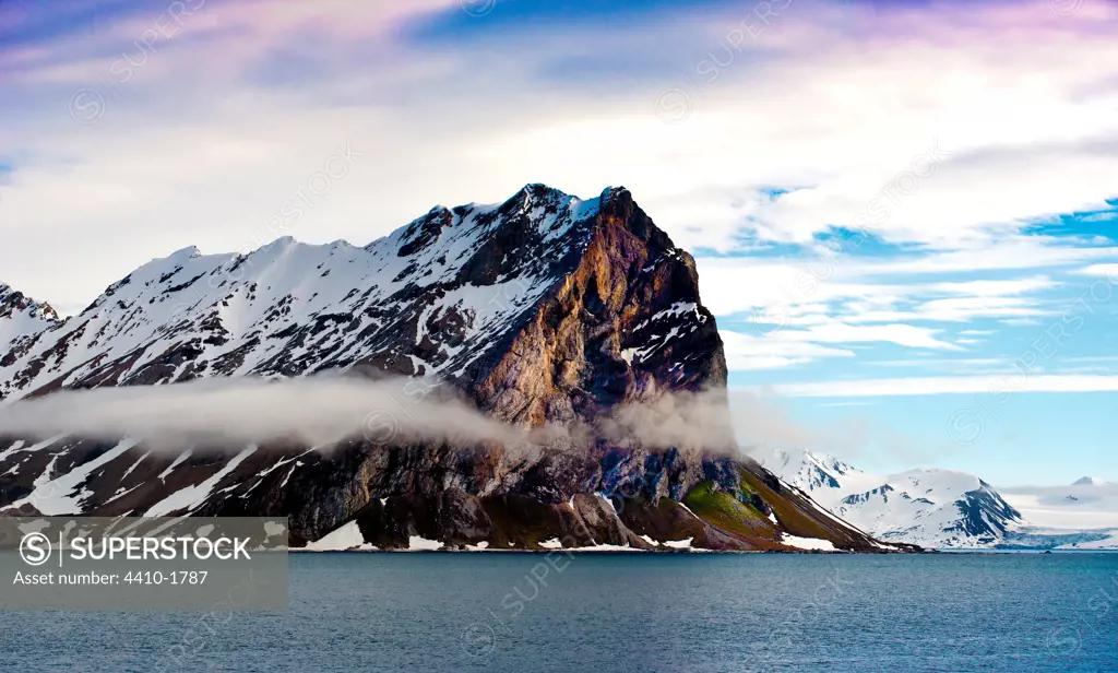 Sea cliffs at Hornsund, south west coast of Spitsbergen, Svalbard Islands, Norway