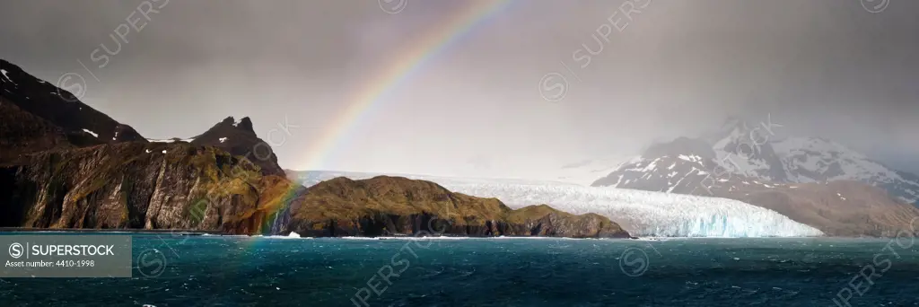 Rainbow over Fortuna Glacier, South Georgia Island