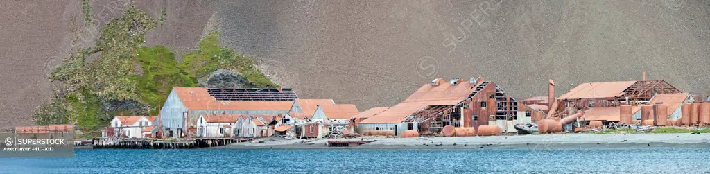 Decaying whaling station on the beach front, Stromness, South Georgia Island
