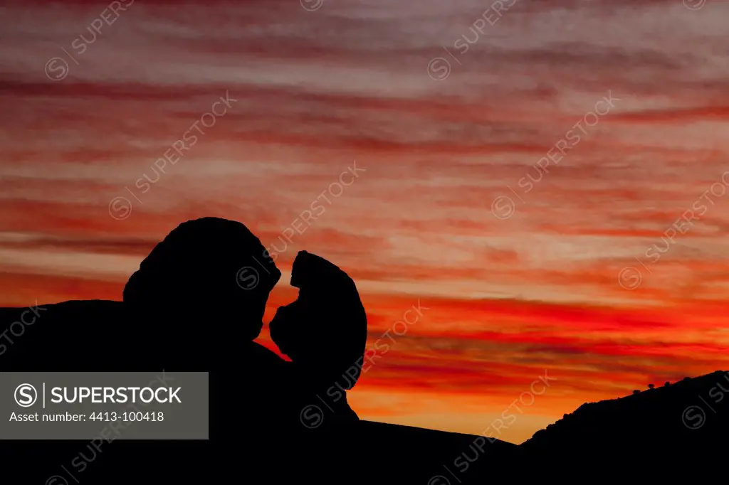 Granite boulders and sunset in the massif of Spitzkoppe