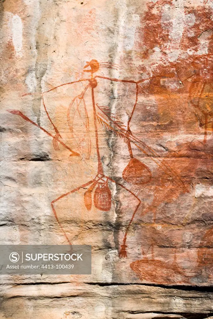 Australian aboriginal painting over rock in Ubirr Kakadu NP