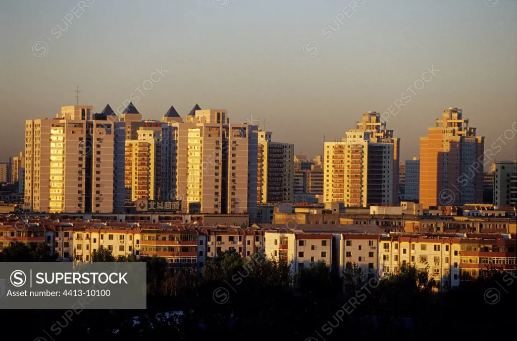 Modern town of Beijingat sunset China