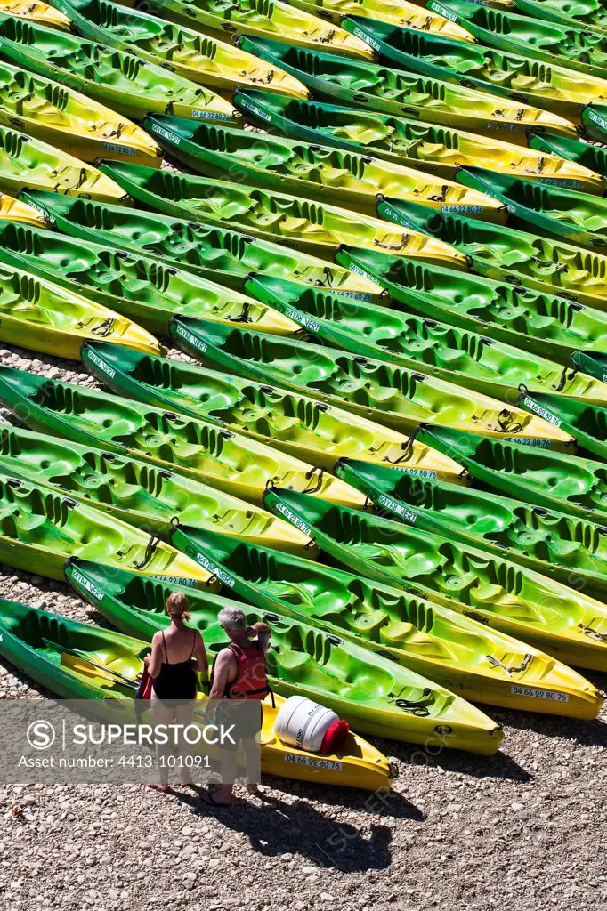 Canoes rent kayak in the Gorges du Gardon Gard