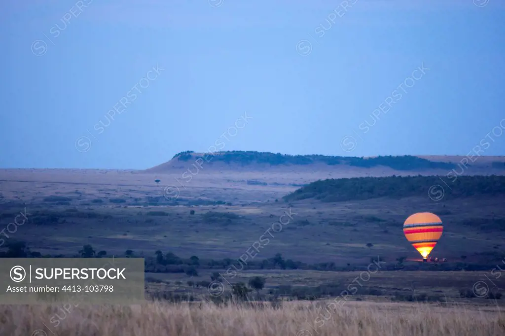 Ballooning over the savanna at dawn Masai MaraKenya