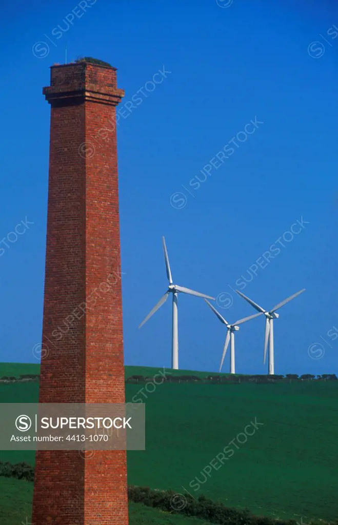 Old factory chimney and wind Wales United-Kingdom