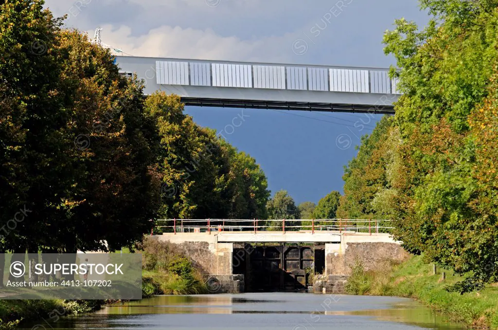 Viaduct Est LGV above Canal Haute-SaoneFrance
