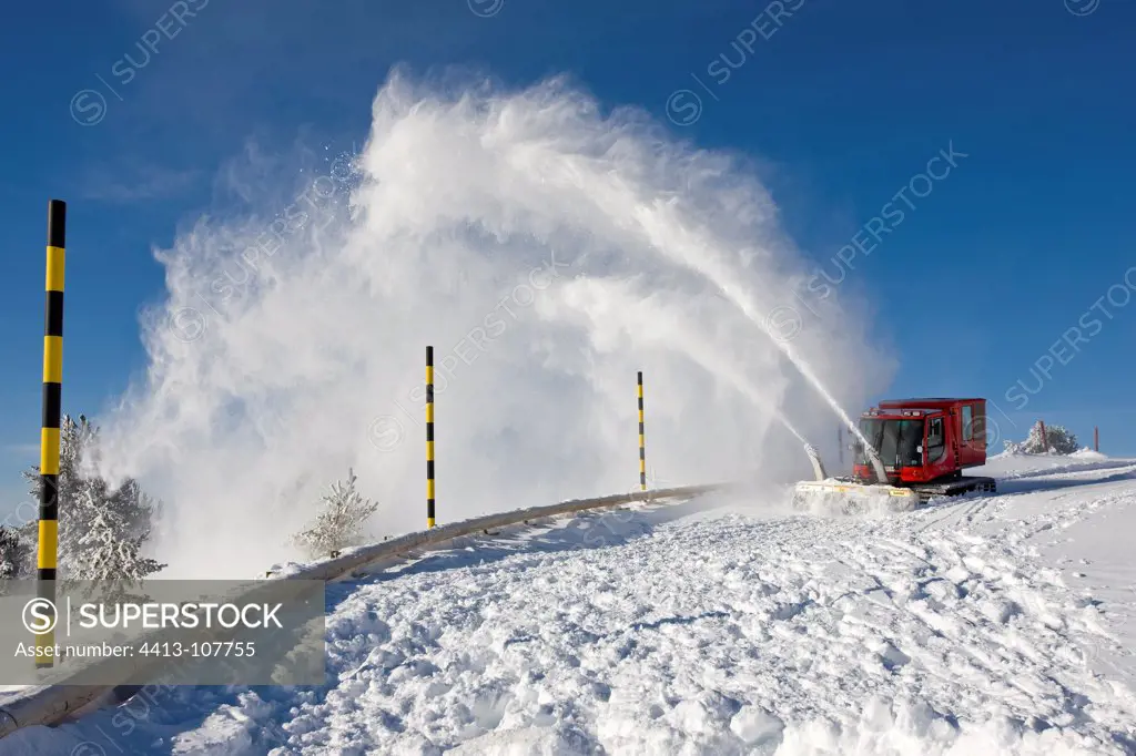 Snowplow clearing the road to the summit of Mont Ventoux