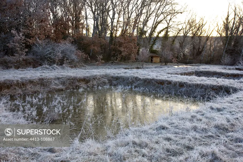 Former tailings ponds in winter ocher ProvenceFrance