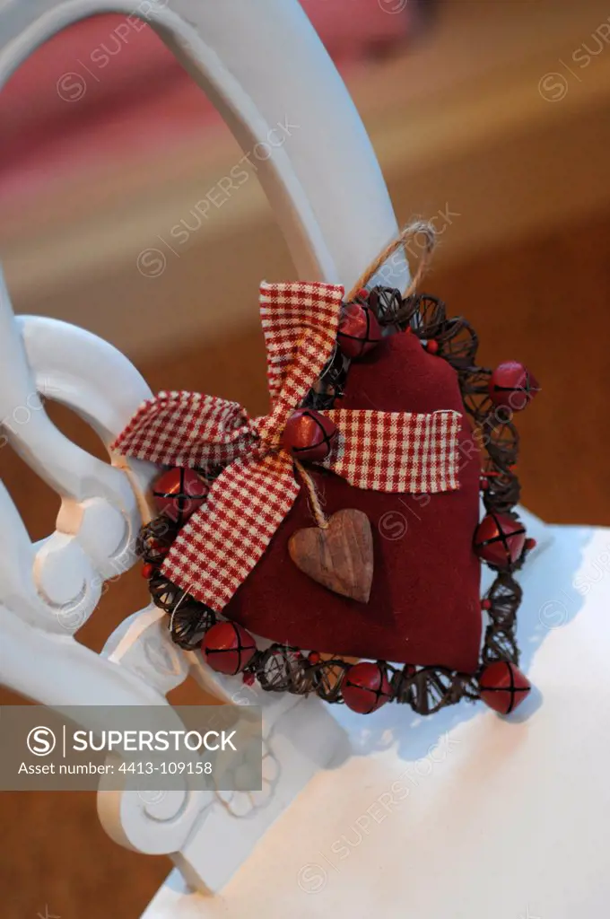 Red heart decoration inside a house