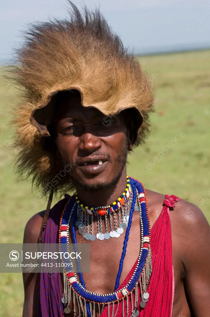 Protrait of a Masai man in the Masai Mara NR Kenya