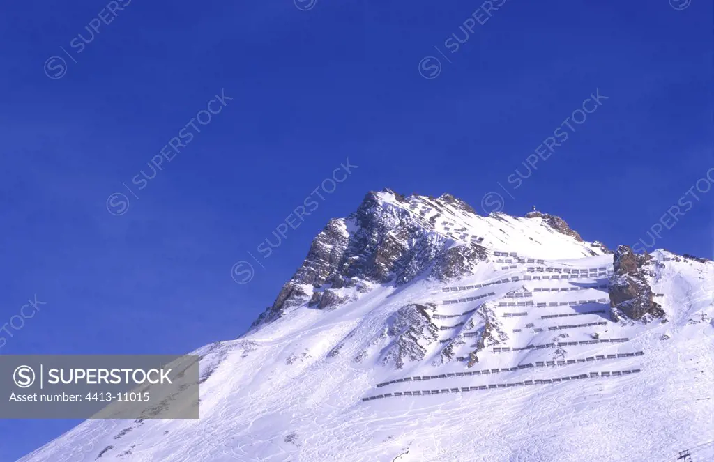 Avalanche shield in mountain Tignes France