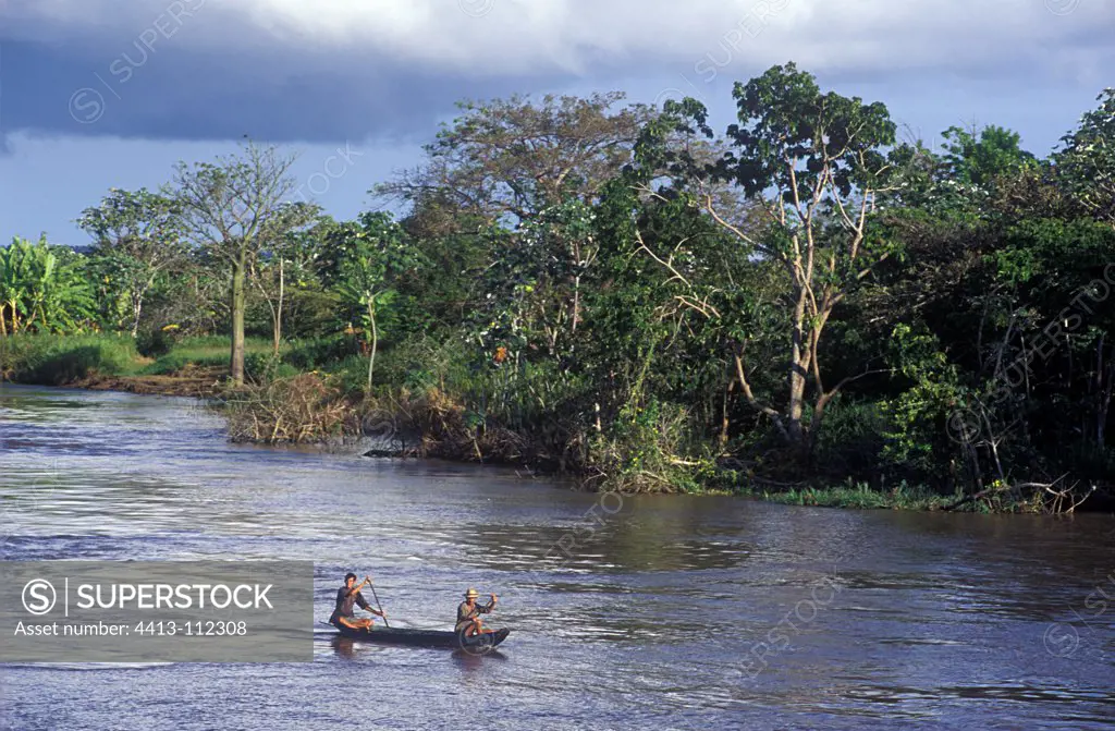 Canoe on the Amazon River Brazil