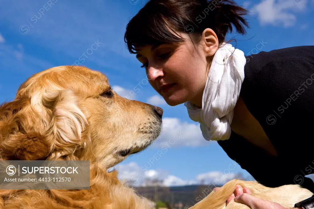 Woman and Golden Retriever France