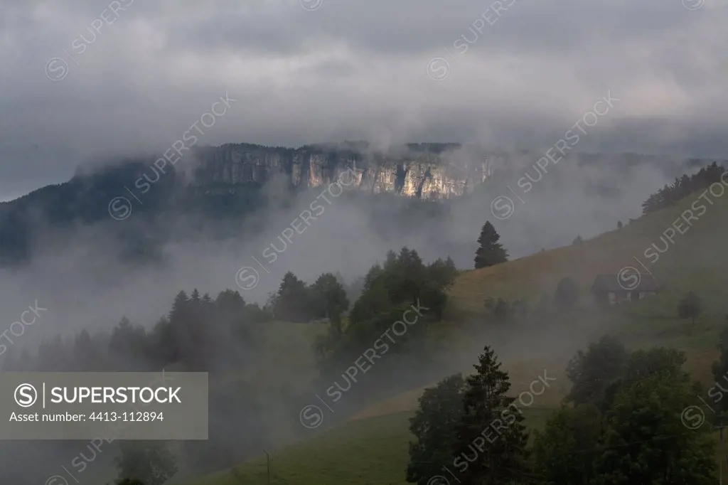 The Outheran mount in clouds Savoie France
