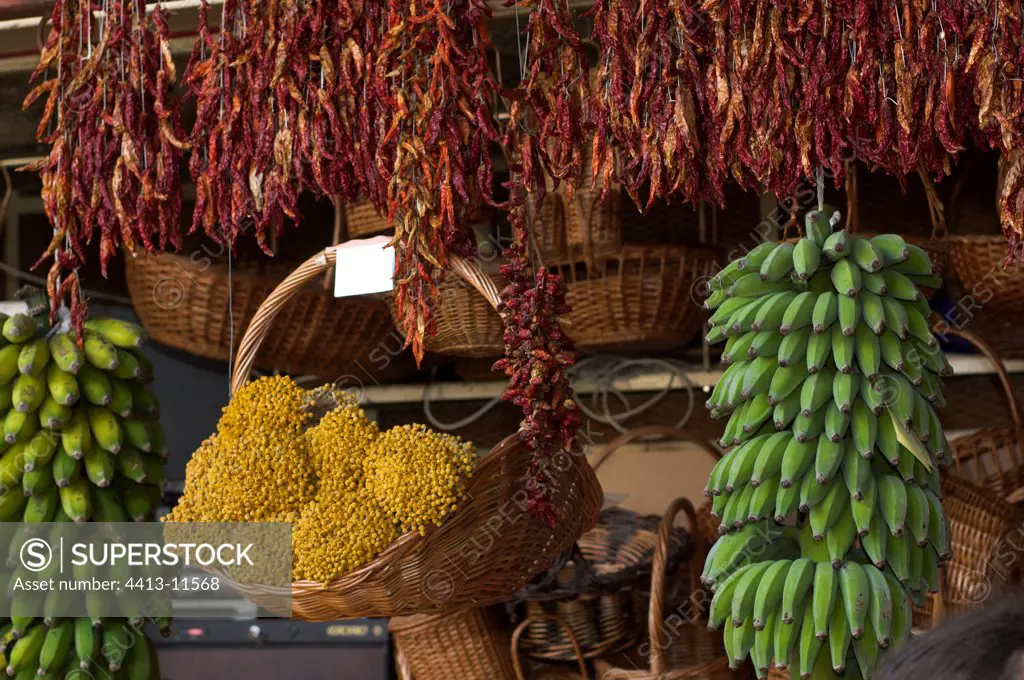 Exotic fruits and spices in Mercado dos Lavradores Madeira