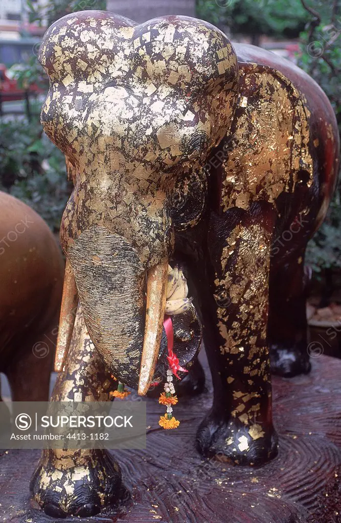 Altar dedicated to Elephant God &decorated Bangkok Thailand