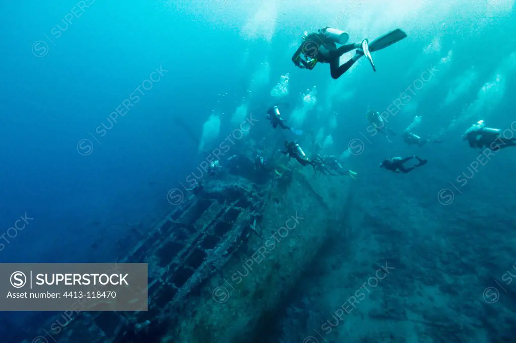 Wreck of Aida on the reef of the island of Big Brother Egypt