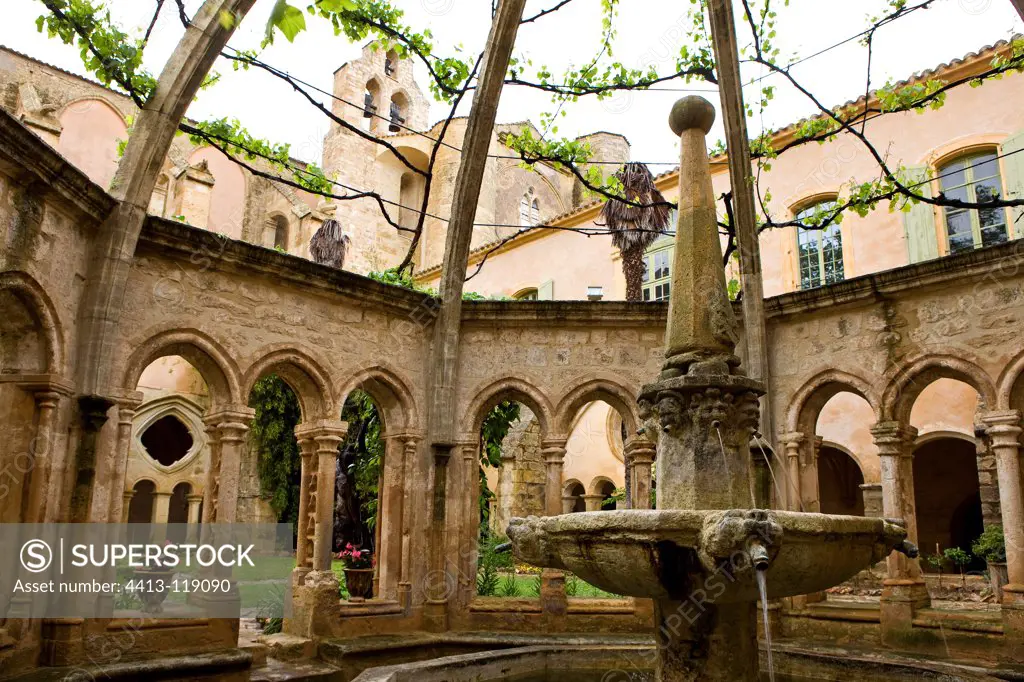 Fountain Abbey Valmagne in Herault France