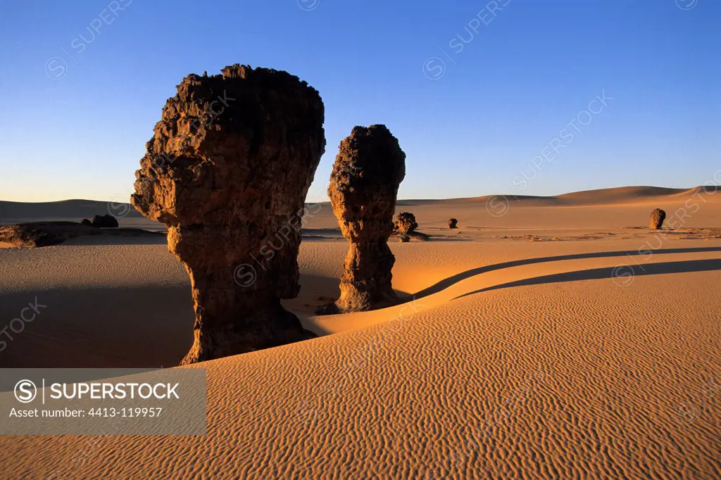 Rocks eroded Tagra Tassili Hoggar Sahara Algeria