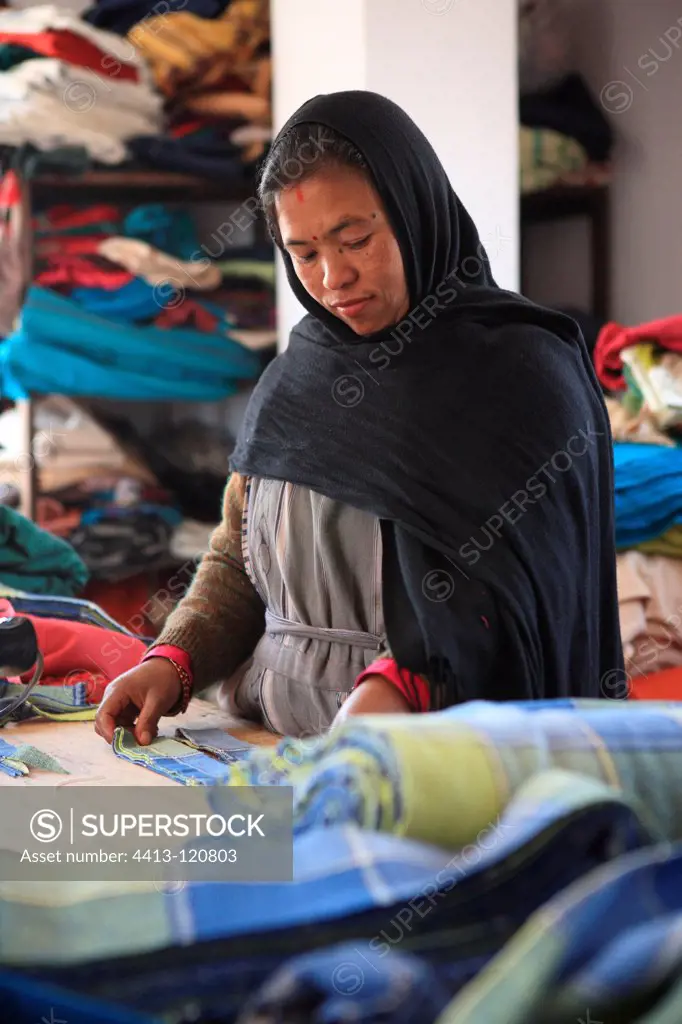 Women posing on a pattern of tissue Kathmandu Nepal