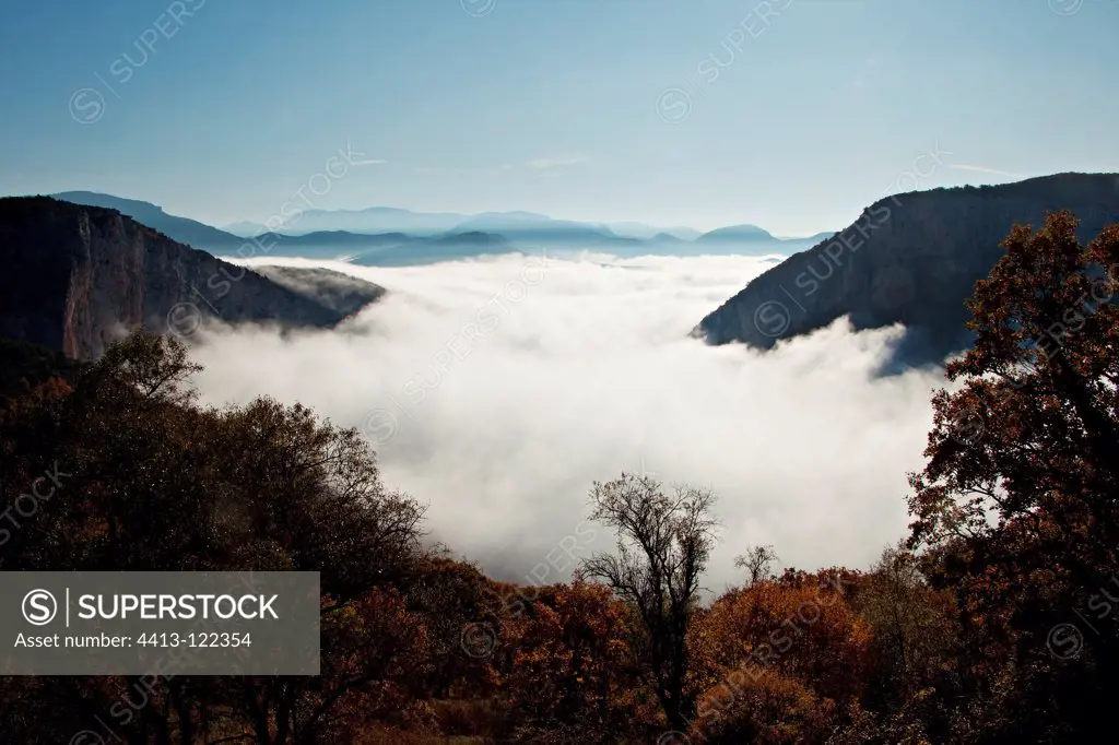 Gorges du Verdon with misty views from Rougon France