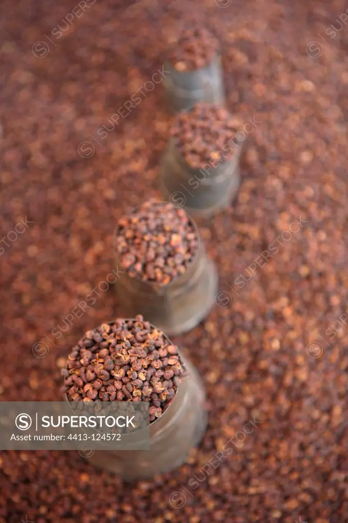 Measures of iron on a spice stall Kathmandu Nepal