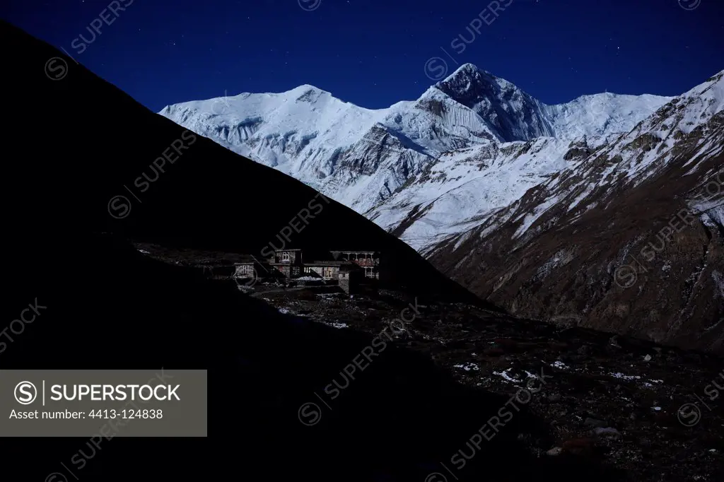Mountain landscape night Letdar HimalayasNepal
