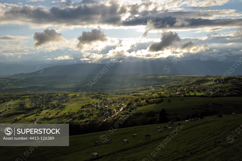 Crepuscular rays on Prealps France